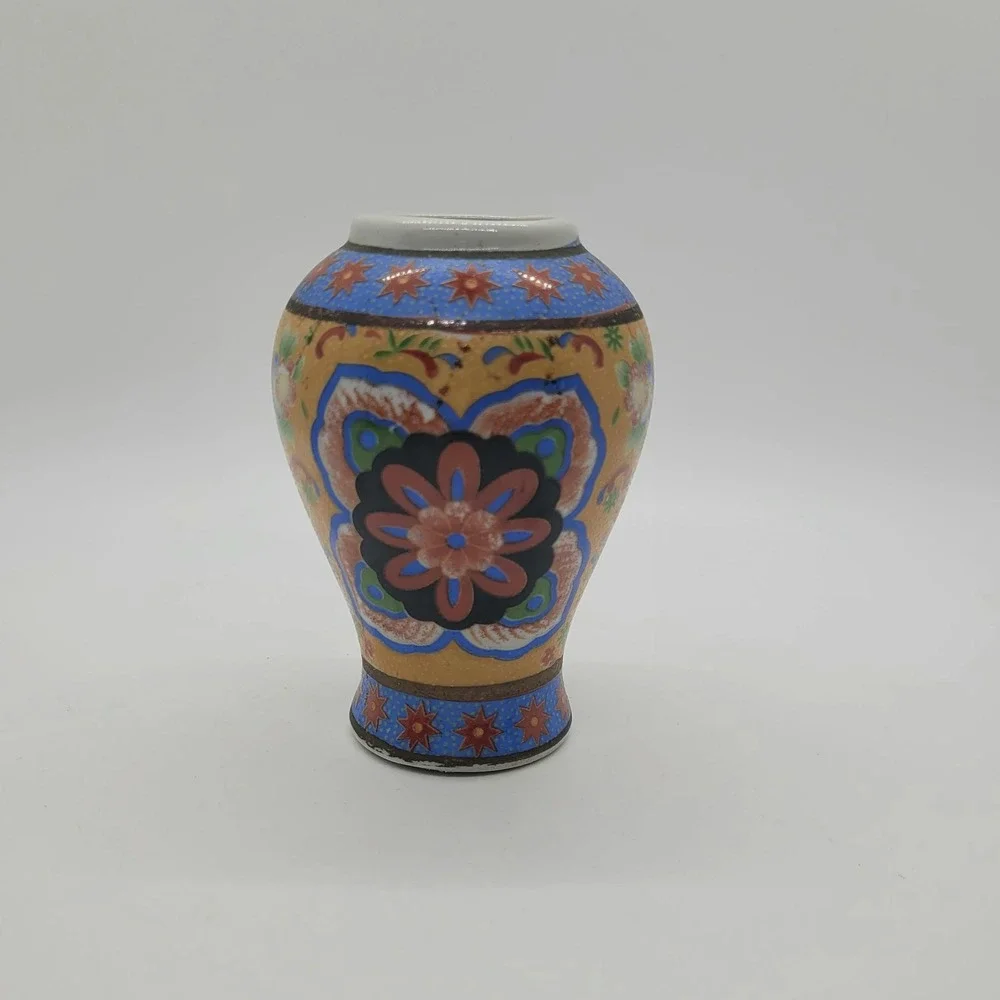 Vintage Miniature Chinese Porcelain Bud Vase Hand Painted Floral Design 4
